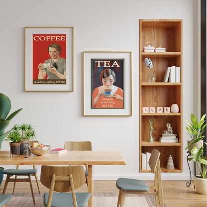 Tee macht alles besser – Vintage-Slogan-Poster