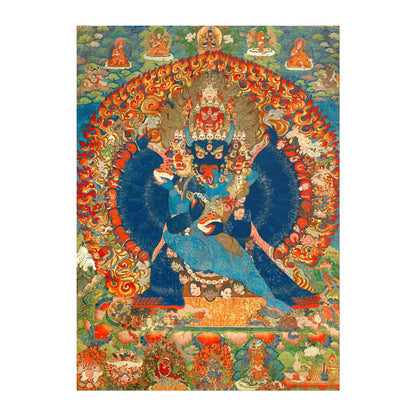 Tibetischer Thangka mit Darstellung von Vajrabhairava (traditionelle buddhistische Malerei)