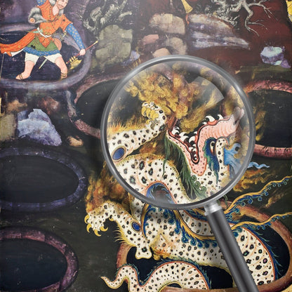 Umar Defeats a Dragon from 'Hamzanama'