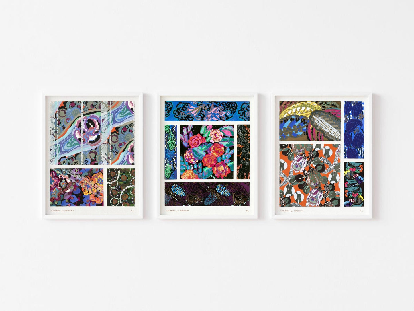 VARIATIONS - Set of 3 Pattern Prints by Édouard Bénédictus - Pathos Studio - Art Print Sets