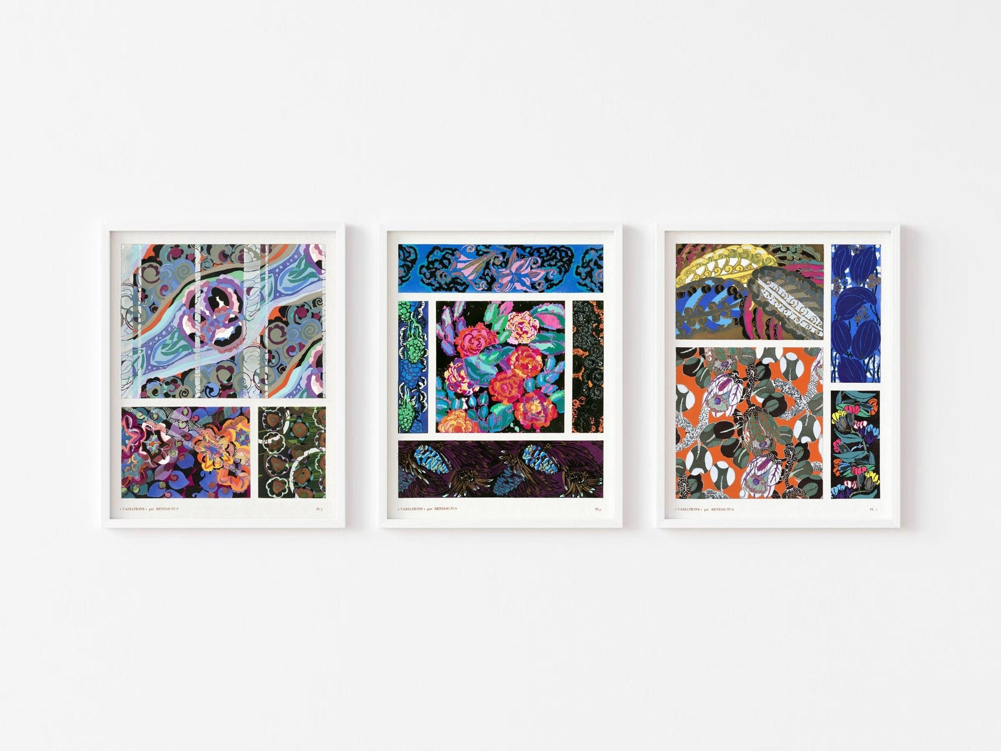 VARIATIONS - Set of 3 Pattern Prints by Édouard Bénédictus - Pathos Studio - Art Print Sets