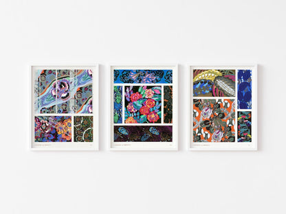 VARIATIONS - Set of 3 Pattern Prints by Édouard Bénédictus - Pathos Studio - Art Print Sets