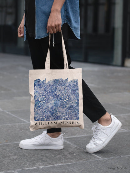 WILLIAM MORRIS - Blue Marigold Tote Bag - Pathos Studio - Tote Bags