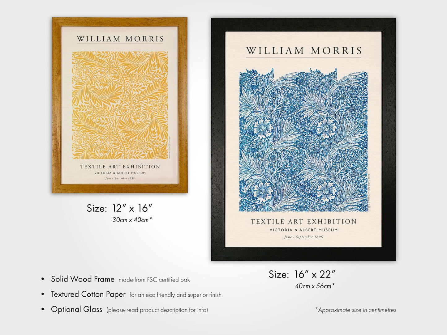 WILLIAM MORRIS - Set of 3 Textile Exhibition Posters - Pathos Studio - Art Print Sets