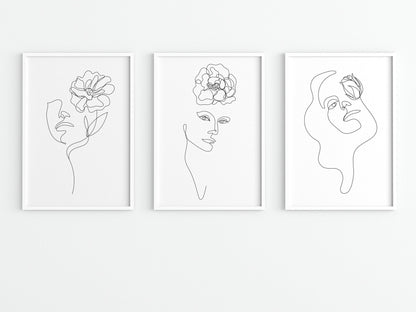 Woman & Flower Line Art Print 01 - Pathos Studio - Art Prints